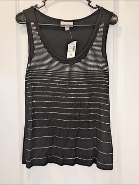 NWT DressBarn Black Rhinestone Tank Top Medium Sleeveless Sparkly Bling Holiday